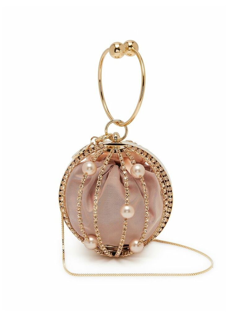 'Mini Sasha' faux pearl crystal embellished top handle bag