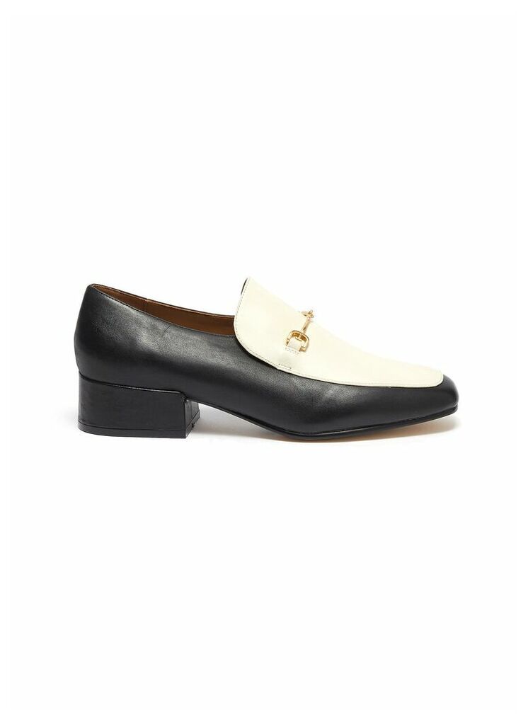 Jamille monochrome leather heeled horsebit loafers