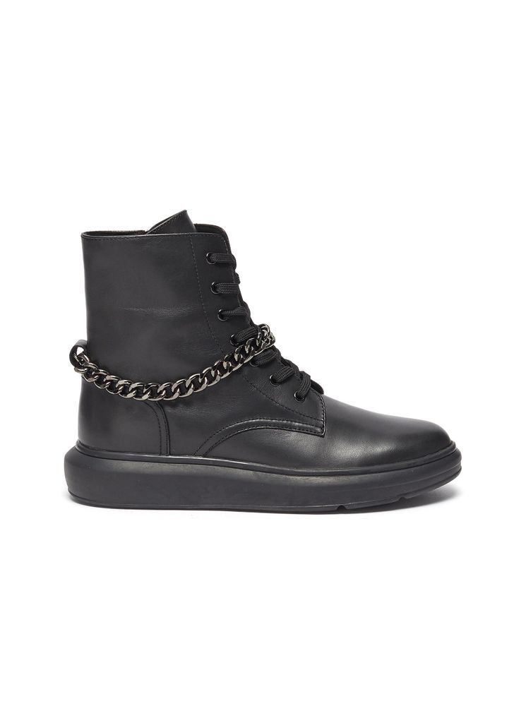 'Kaia' chain anklet leather combat boots