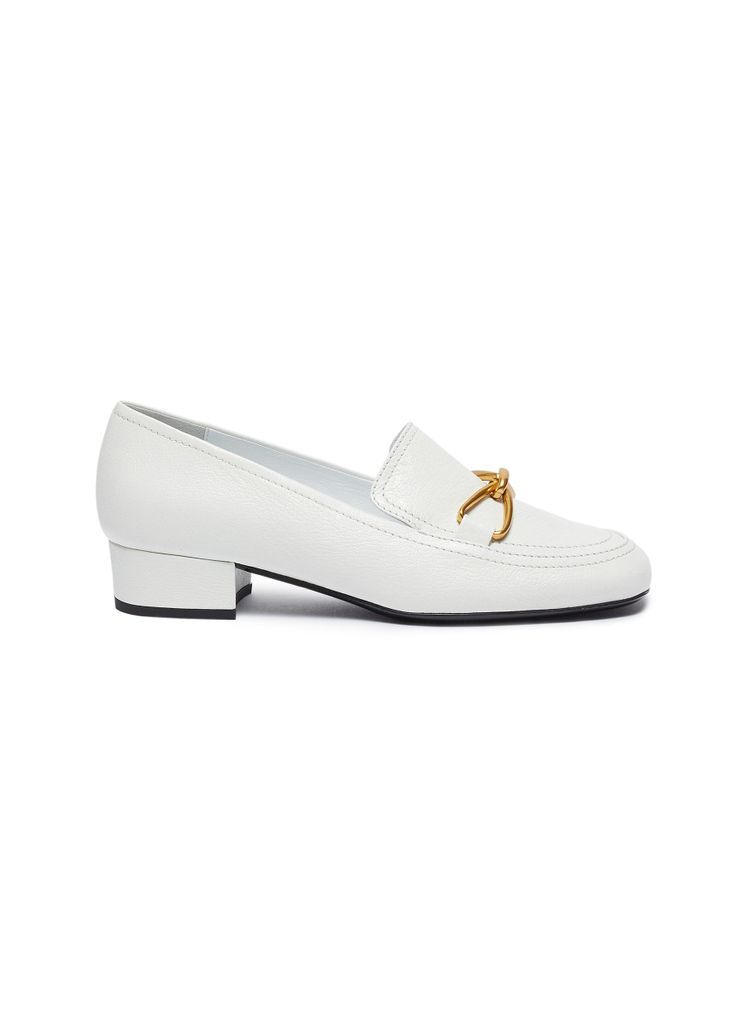 Lino' gold-tone hardware square toe heeled leather loafers