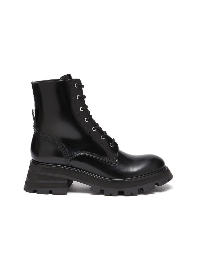 'Wander' spazzolato leather combat boots