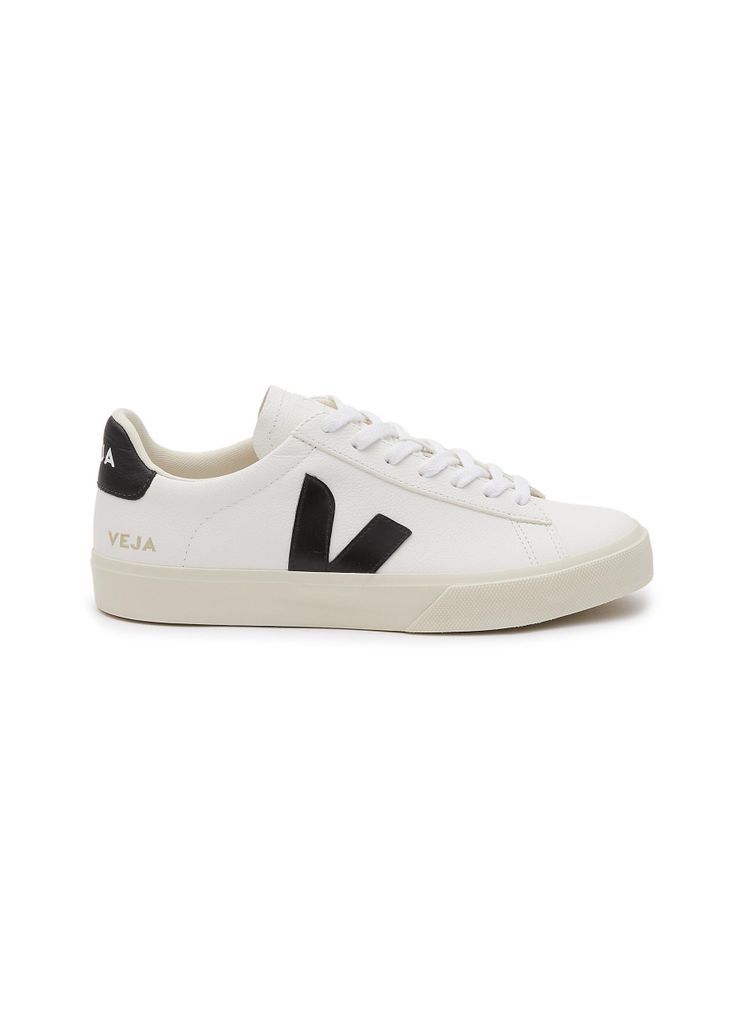 CAMPO' V LOGO CHROMEFREE LEATHER LOW TOP LACE UP SNEAKERS