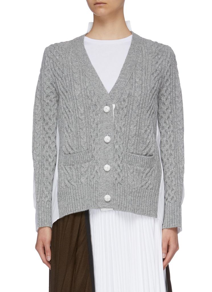 Shirt back wool cable knit cardigan