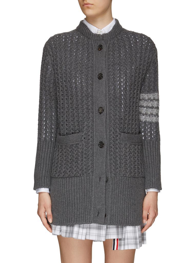 FOUR-BAR MERINO WOOL CABLE KNIT CARDIGAN
