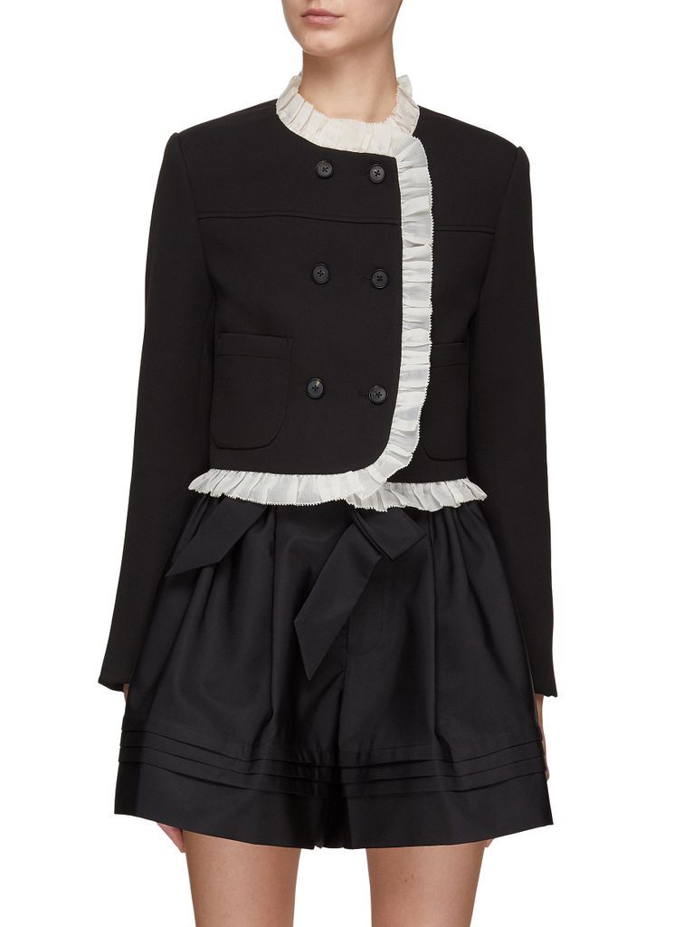 RUFFLE TRIM DOUBLE BREASTED JACKET