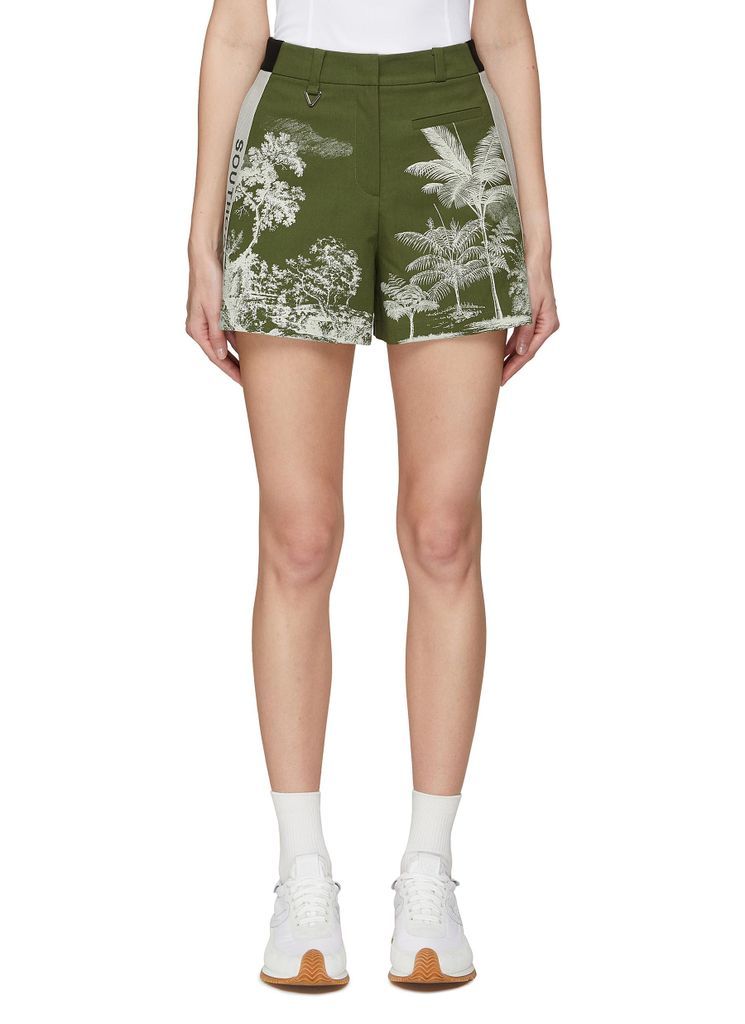 Logo Stripe Forest Print Shorts