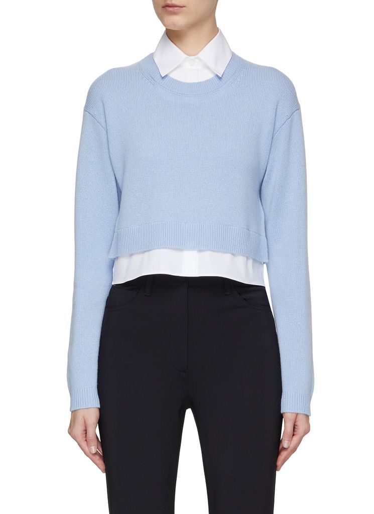 CREWNECK LONG SLEEVE CROPPED KNIT SWEATER
