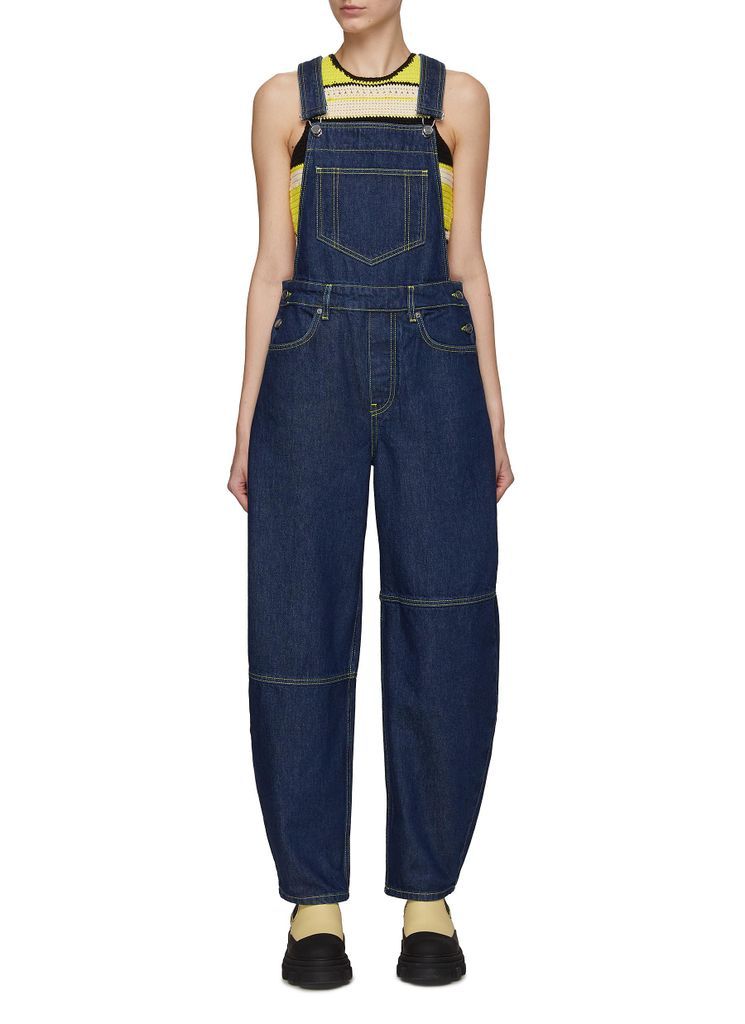 Contrast Stitching Washed Denim Overall