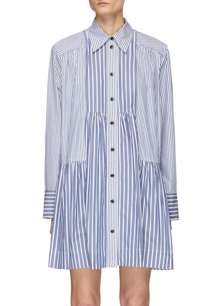 Button Up Striped Mini Shirt Dress