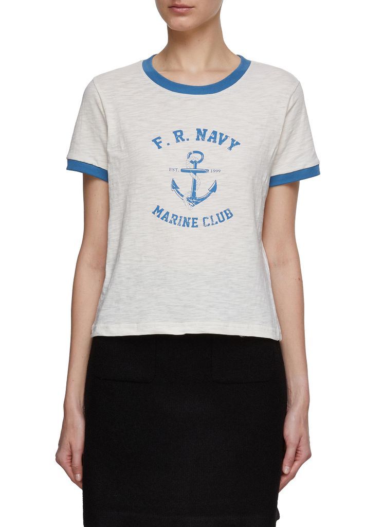 Vintage Marine Club Graphic Print Crewneck Short Sleeve T-Shirt