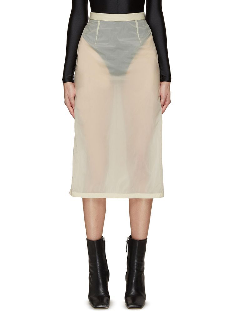 High Waist Sheer Nylon Midi Pencil Skirt