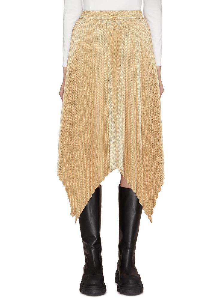 Asymmetric Hem Pleated Detail Drawstring Wasit Midi Skirt