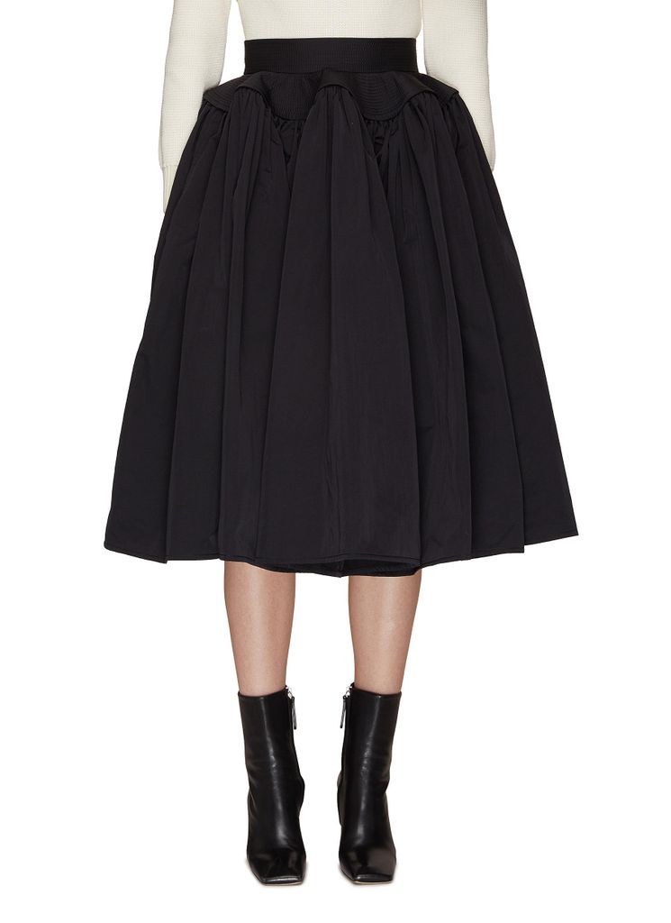 Structured High Waist Pleated Midi Skirt