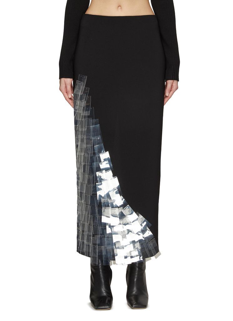 Clear Decorative Panel Embellished Midi Skirt
