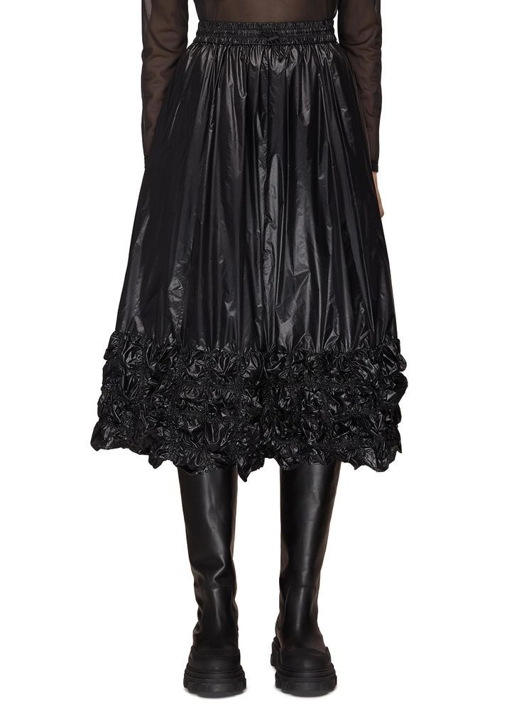 Elasticated Waist Smocked Hem Midi Skirt