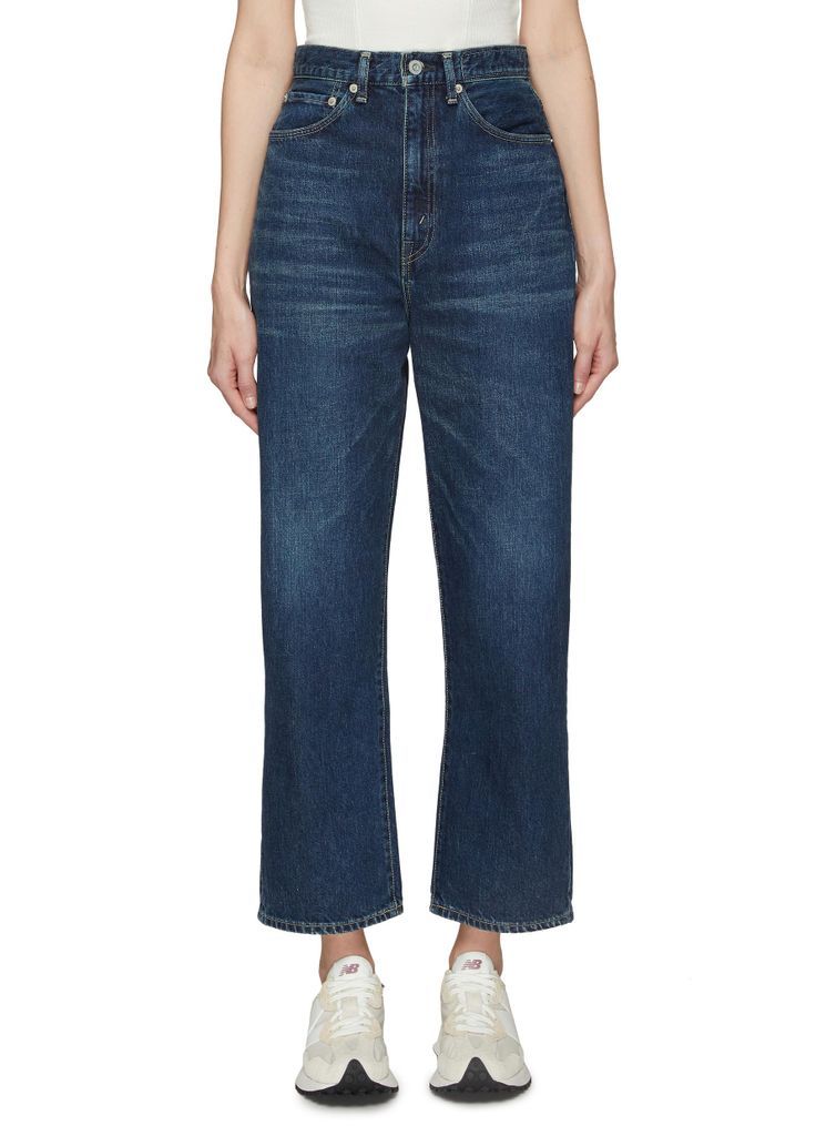 Washed Cropped Straight Jeans