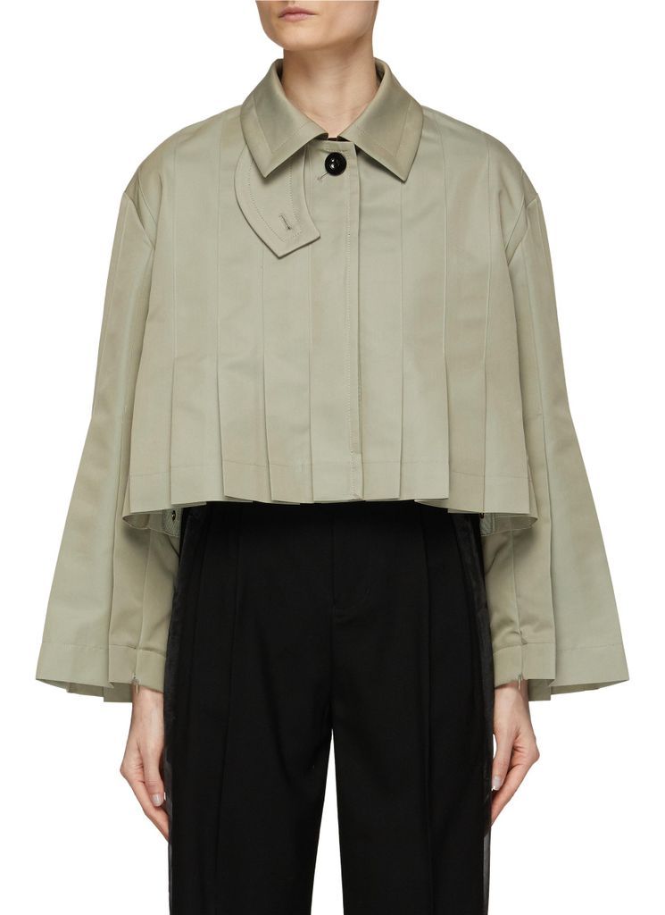 Pleated Cropped Trench Jacket