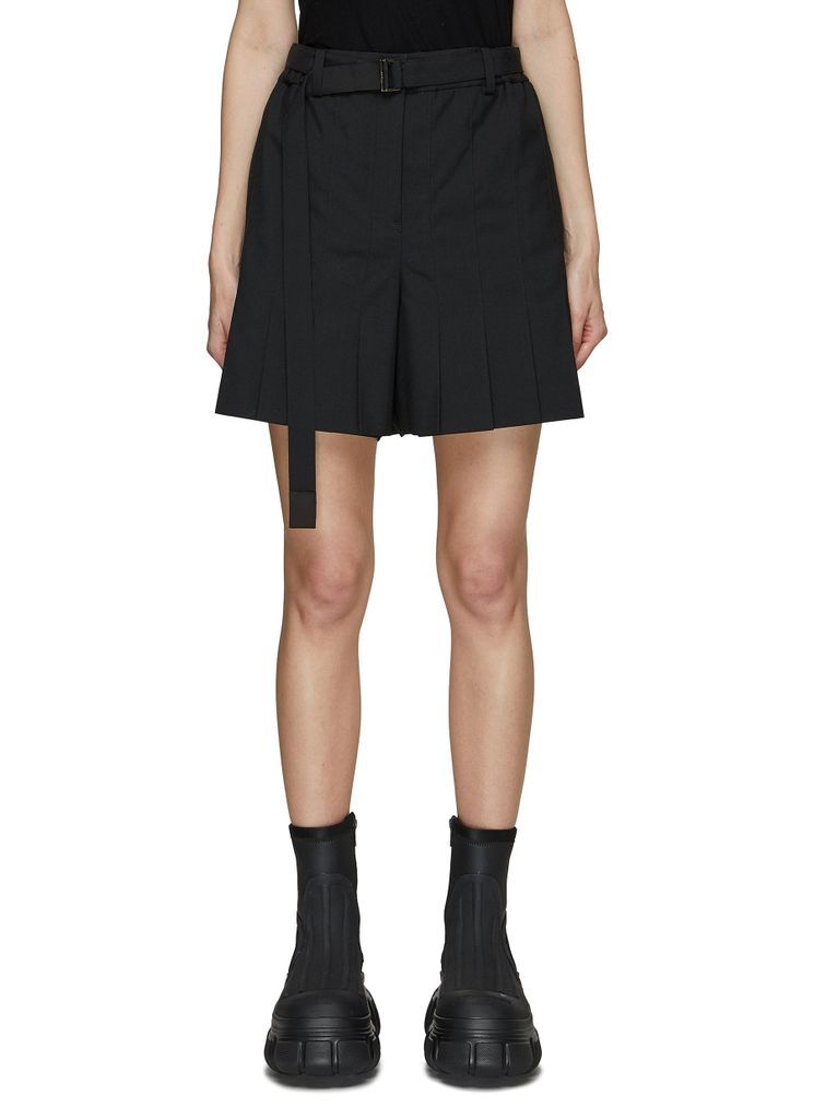 Belted Pleat Detail High Rise Shorts