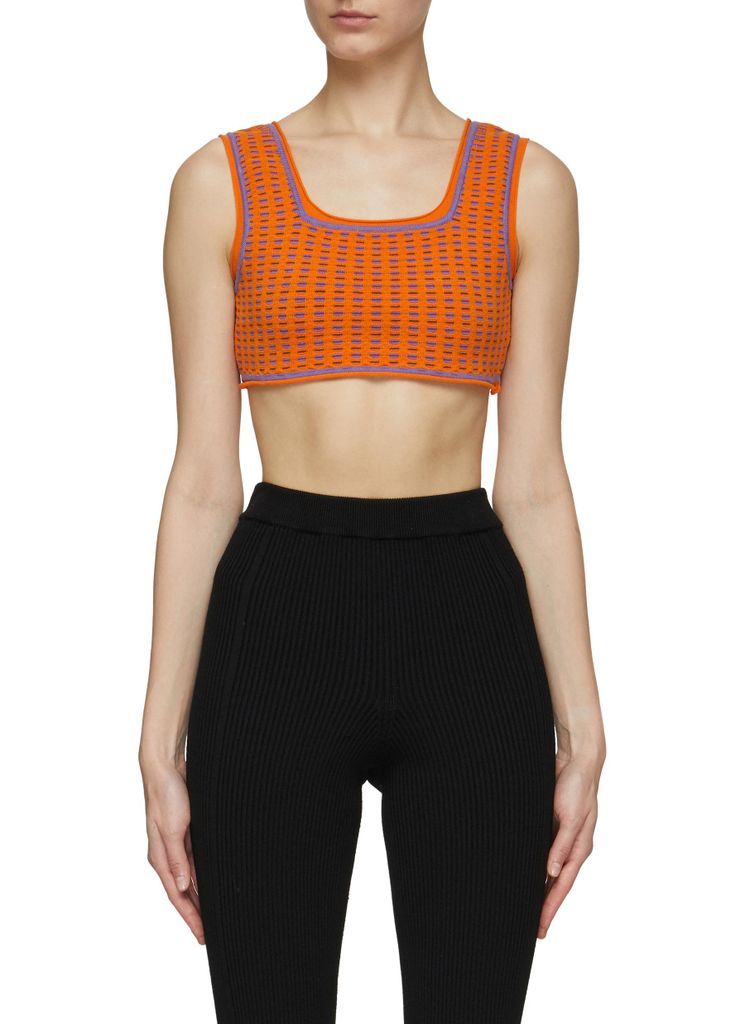 Dotted Stripe Sleeveless Cropped Top