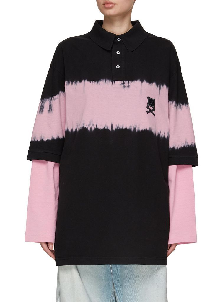 Face Embroidery Polo Shirt Overlay Long Sleeve T-Shirt
