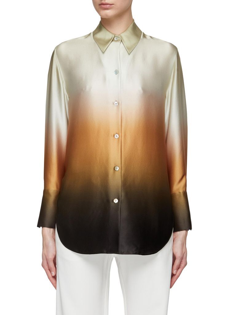 Long Sleeve Dip Dye Silk Shirt