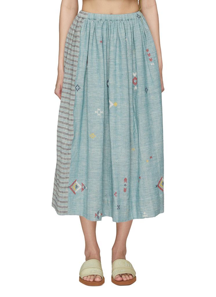 Hand Embroidered Elasticated Waist Midi Skirt