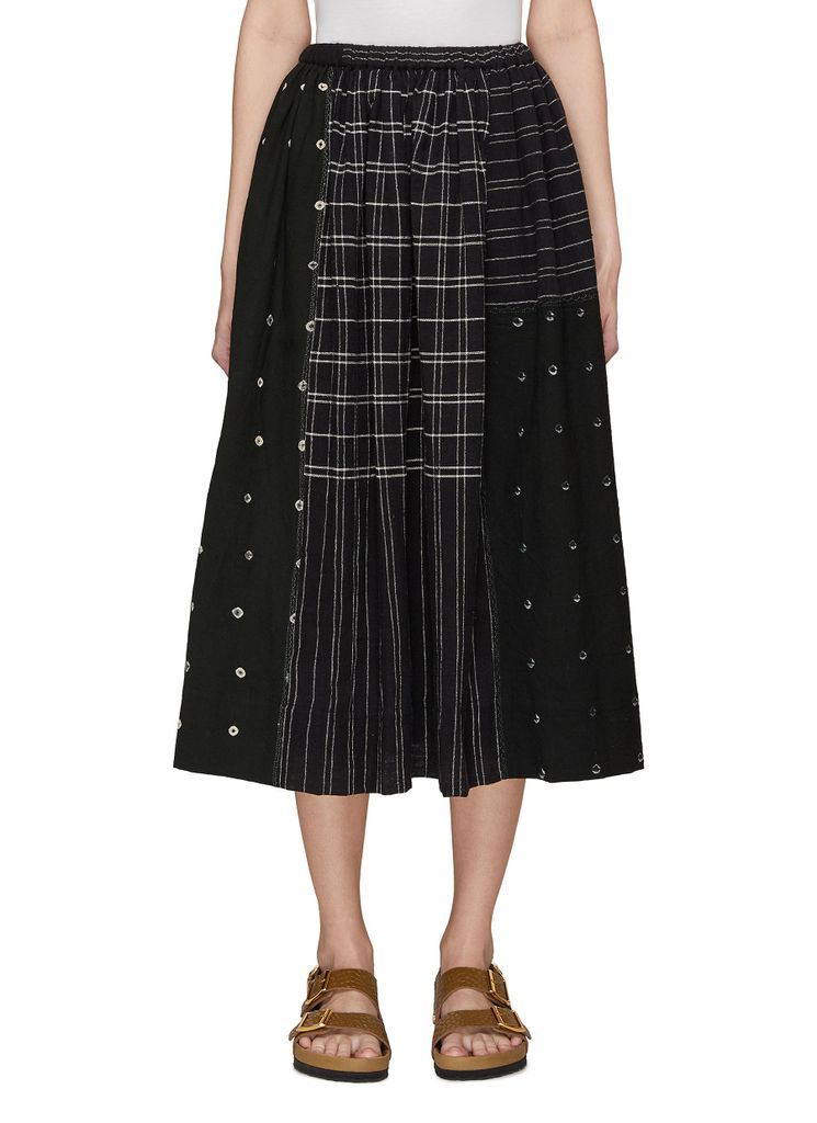 Shibori Patchwork Elasticated Waist Midi Skirt