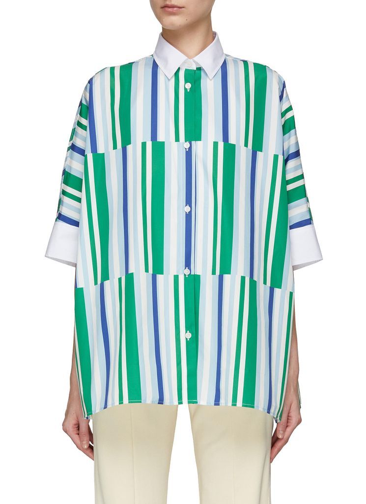 Striped Cotton Boxy Short Sleeve Shirt