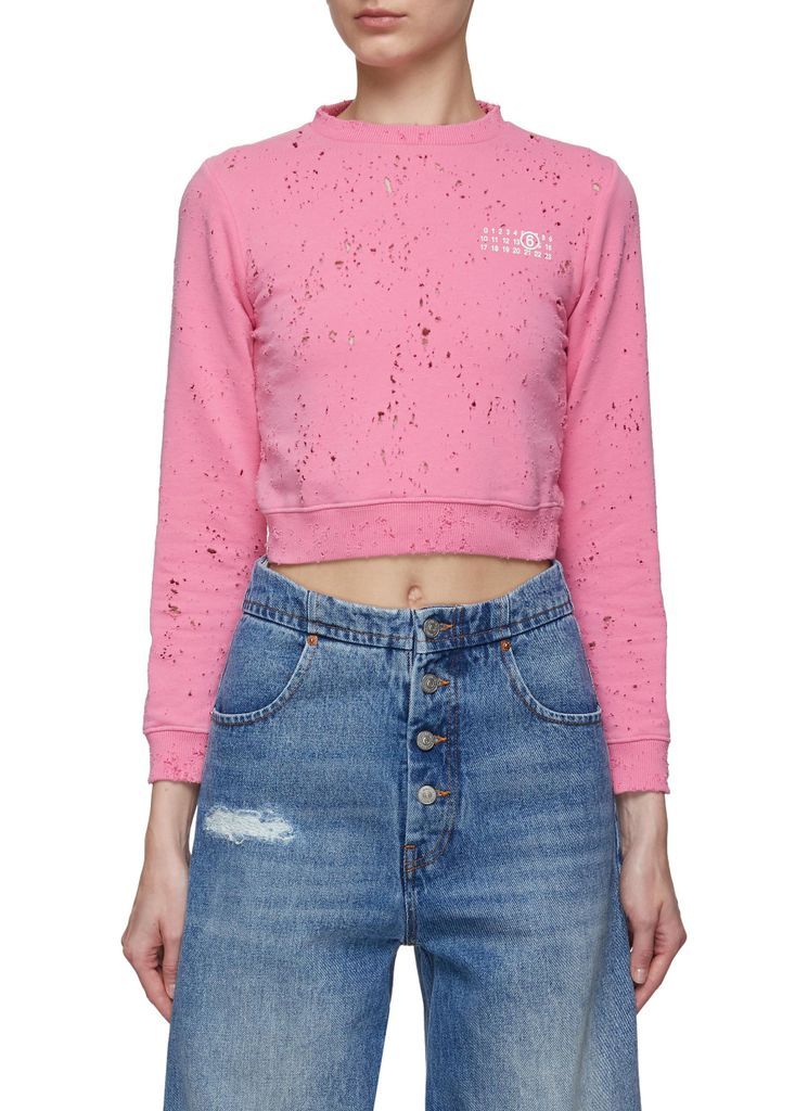 Ripped Round Neck Sweat Top