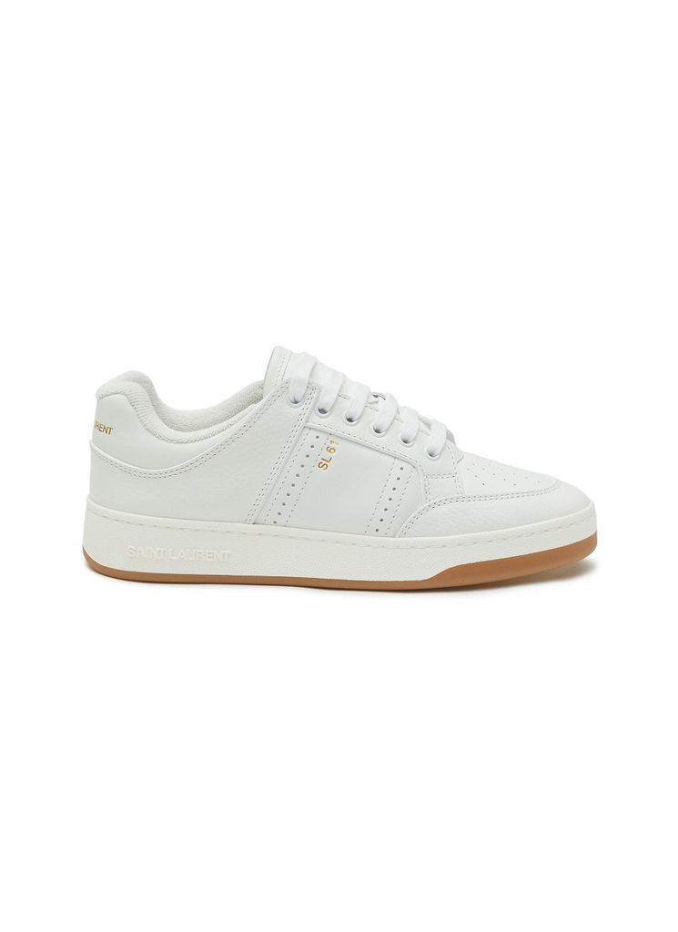 ‘SL/61' LOW TOP LACE UP CALFSKIN SNEAKERS