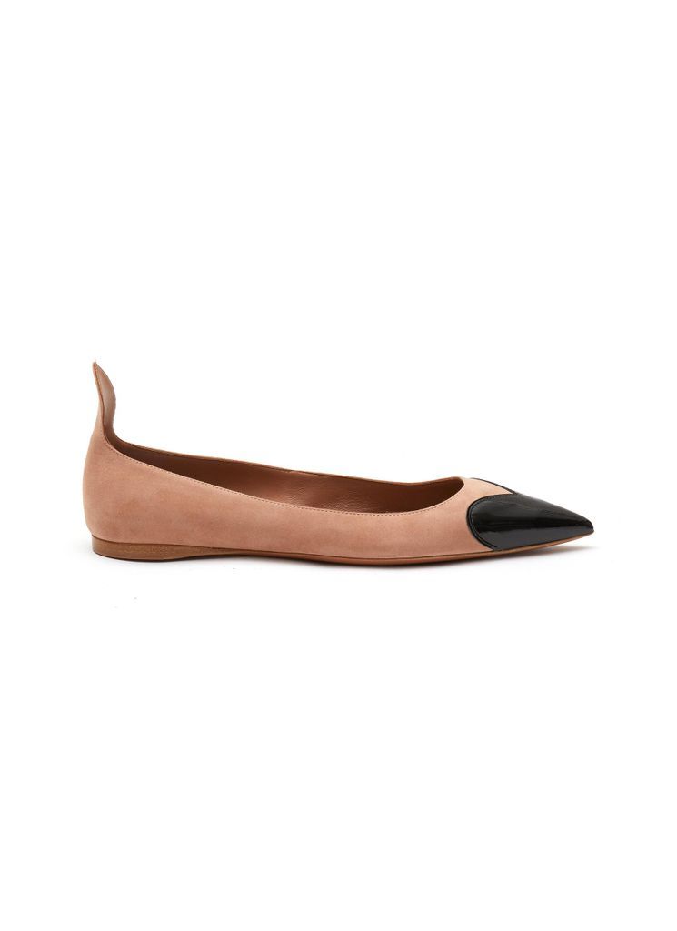 ‘COEUR' POINT TOE PATENT LEATHER SUEDE BALLERINA FLATS