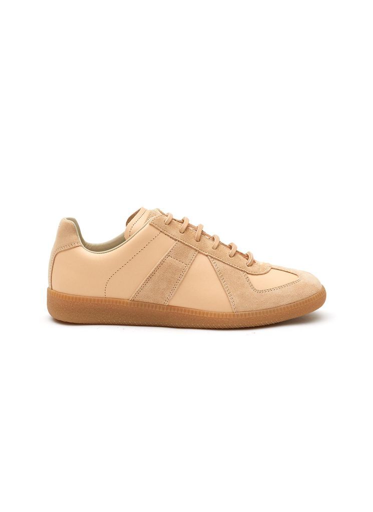 ‘REPLICA' LOW TOP LACE UP NATURAL VEGETABLE LEATHER SNEAKERS