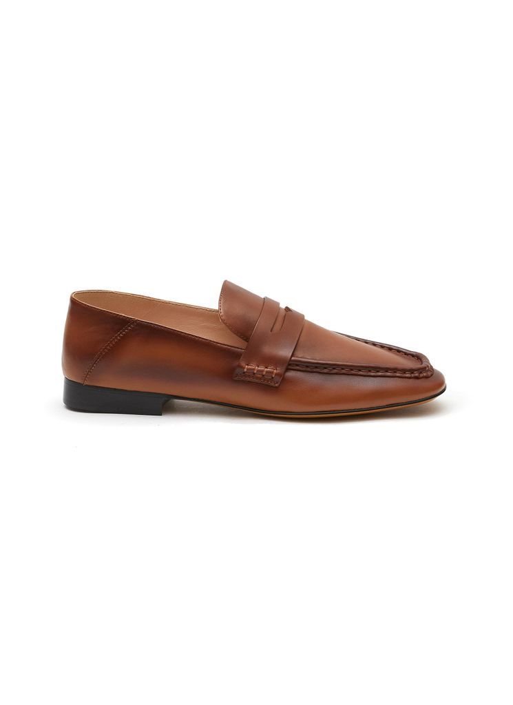 ‘LONDON' SQUARE TOE LEATHER LOAFERS
