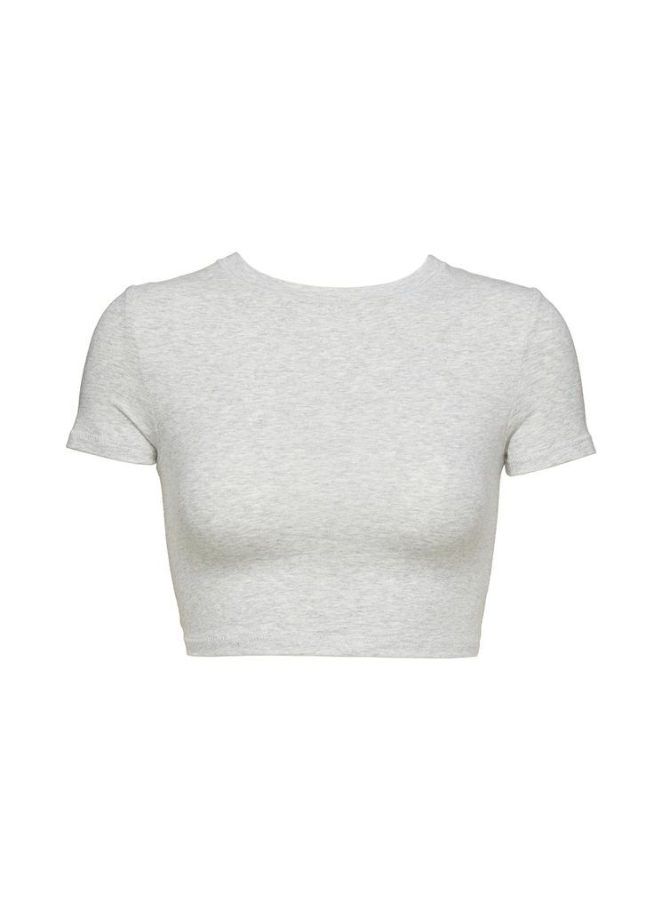 ‘Cotton' Jersey Super Cropped T-Shirt