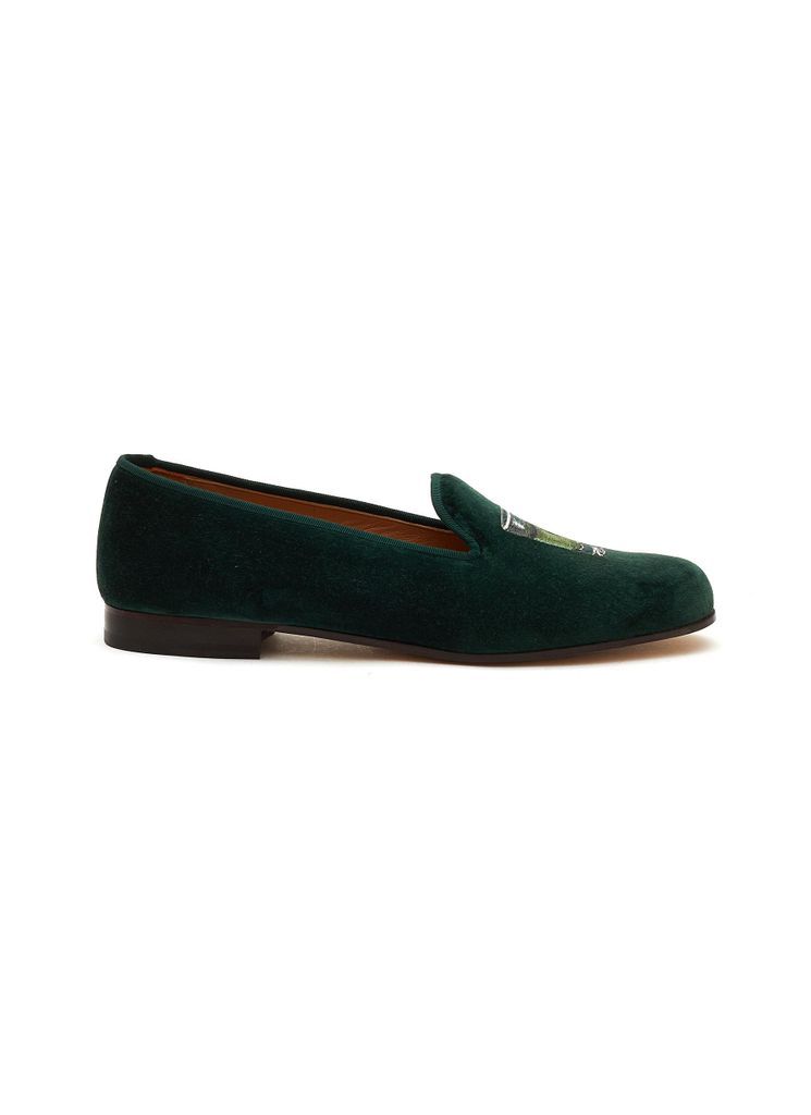 ‘ABSINTHE' SHOT GLASS EMBROIDERY FLAT VELVET LOAFERS