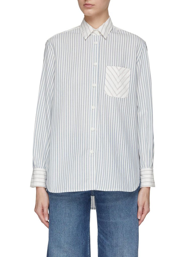 ‘MAXINE' CHEST POCKET LONG SLEEVE STRIPED BUTTON UP SHIRT