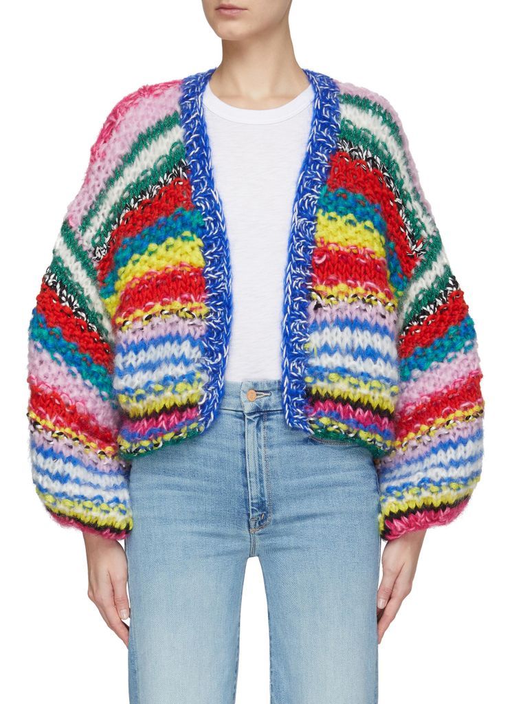 ‘BILLY' BALLOON SLEEVE CROPPED KNIT CARDIGAN