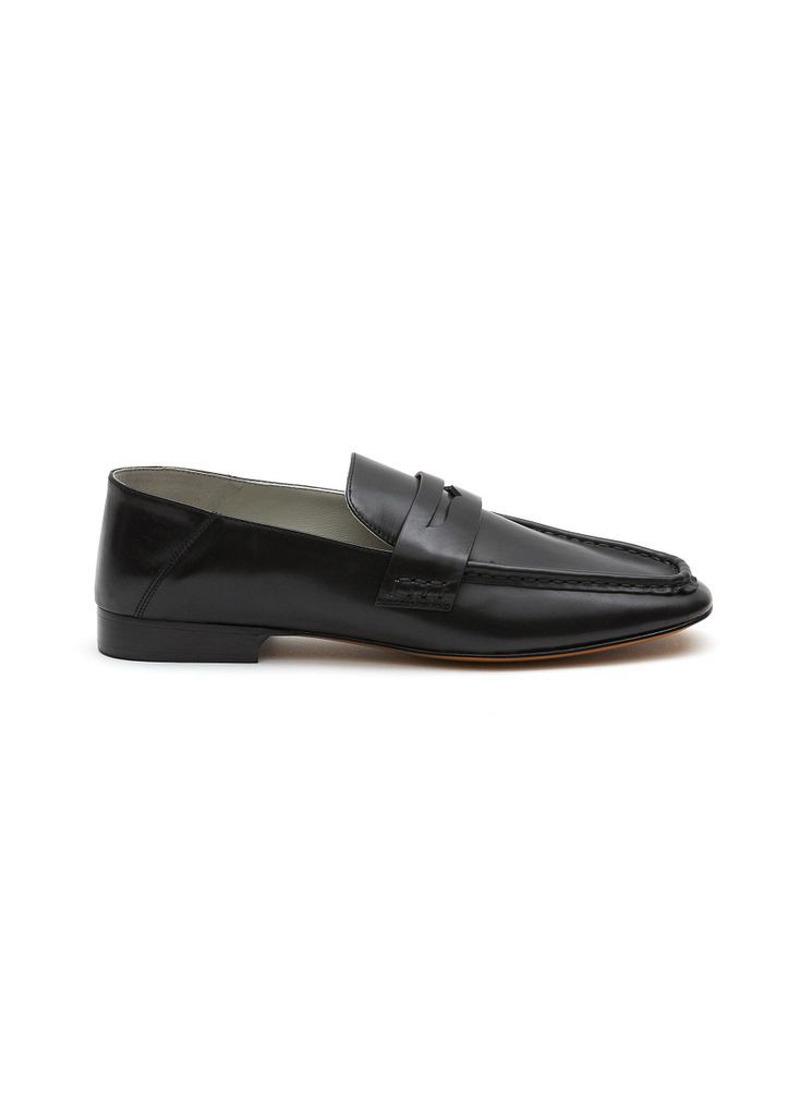 ‘LONDON' FLAT SQUARE TOE LEATHER PENNY LOAFERS