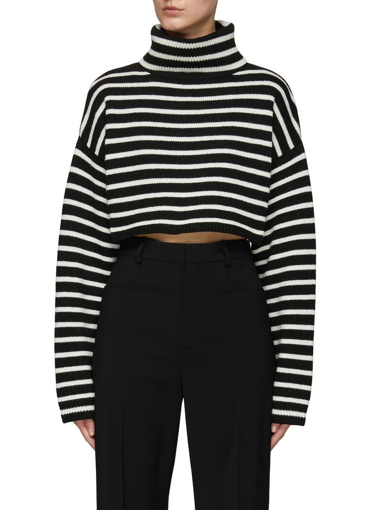 ‘Athina' Striped Wool Blend Knit Cropped Turtleneck Sweater