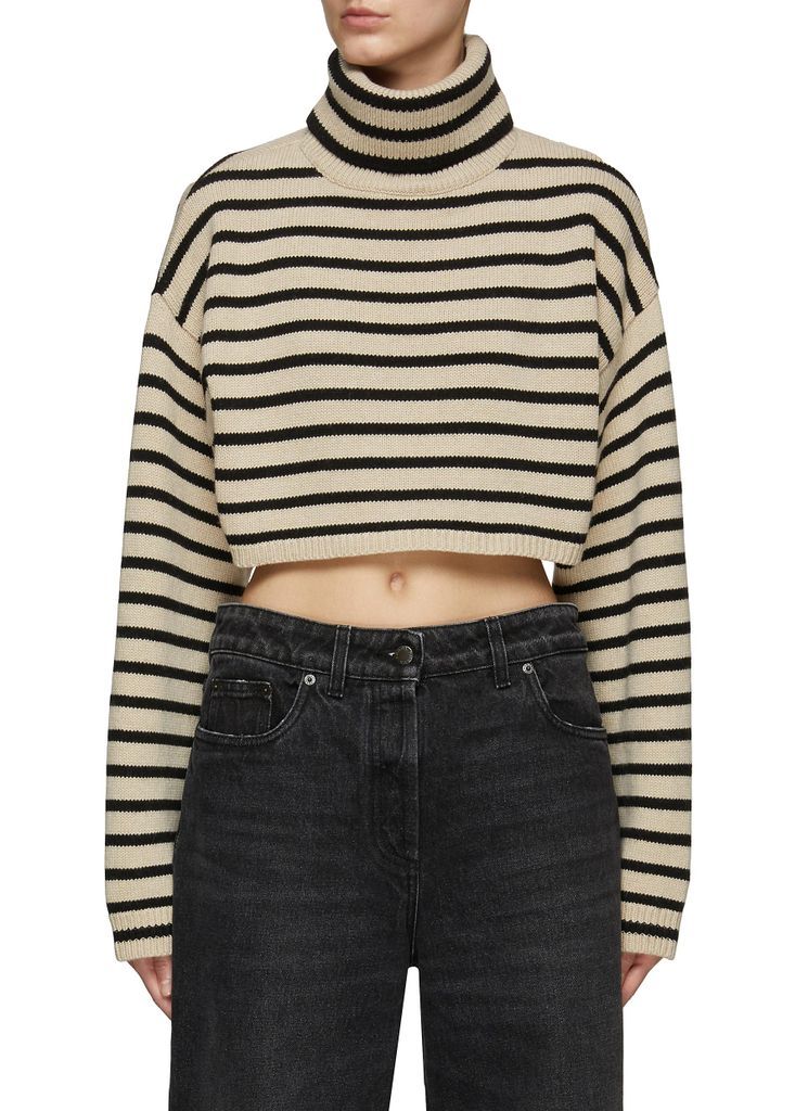 ‘Athina' Striped Wool Blend Knit Cropped Turtleneck Sweater