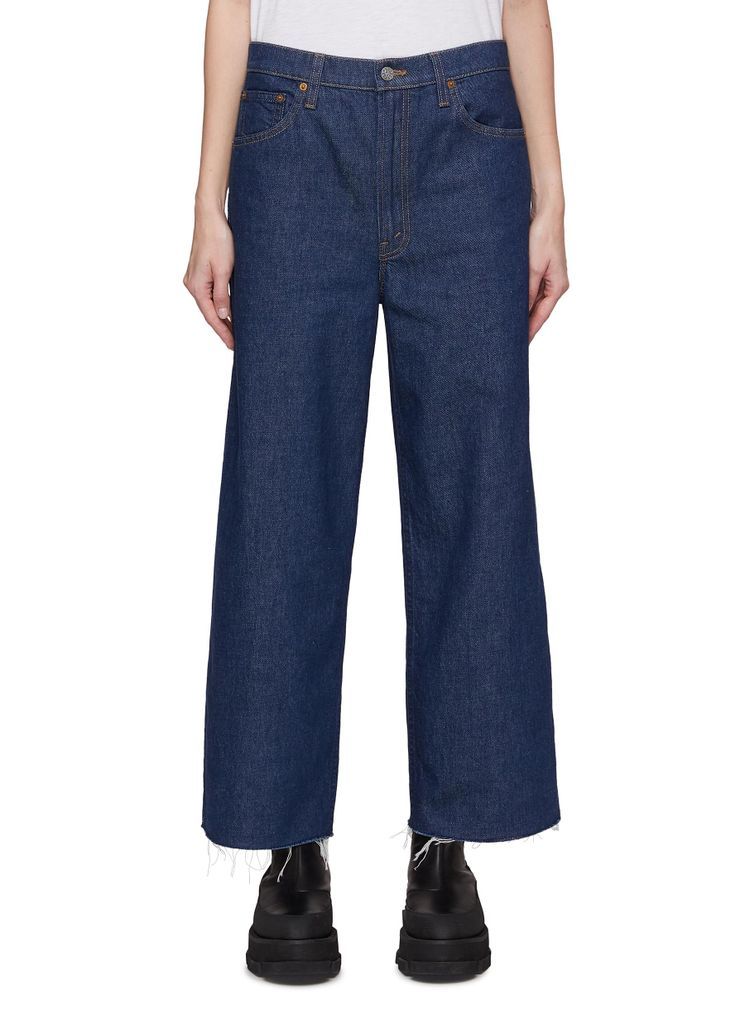 ‘THE FUN' DIP ANKLE FRAYED WIDE LEG JEANS