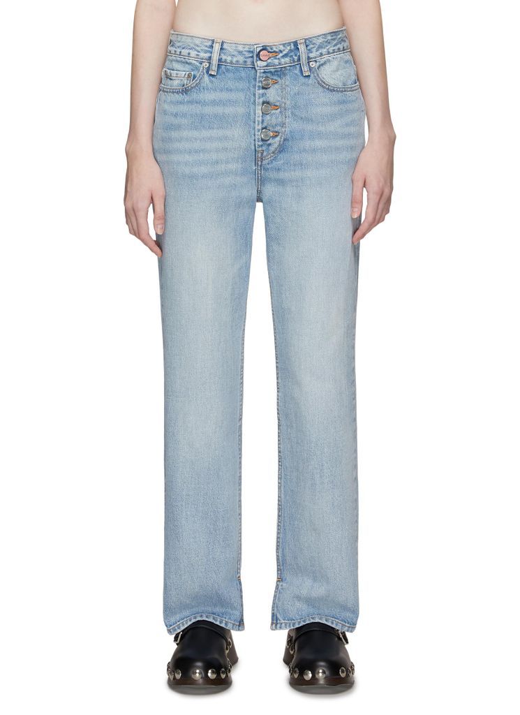 ‘LOVY' EXPOSED BUTTON FLY STRAIGHT LEG JEANS