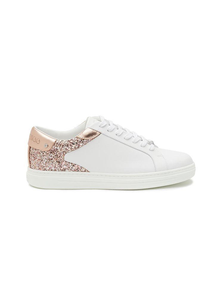 ‘ROME' LOW TOP LACE UP GLITTER LEATHER SNEAKERS