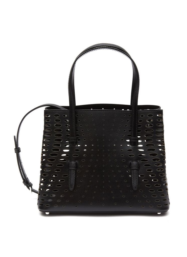 ‘MINA' 25 VIENNE PERFORATED CALFSKIN LEATHER TOTE BAG