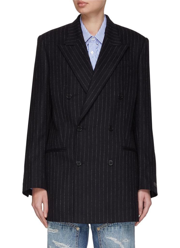 ‘MILO' DOUBLE BREASTED PEAK LAPEL PINSTRIPE BLAZER