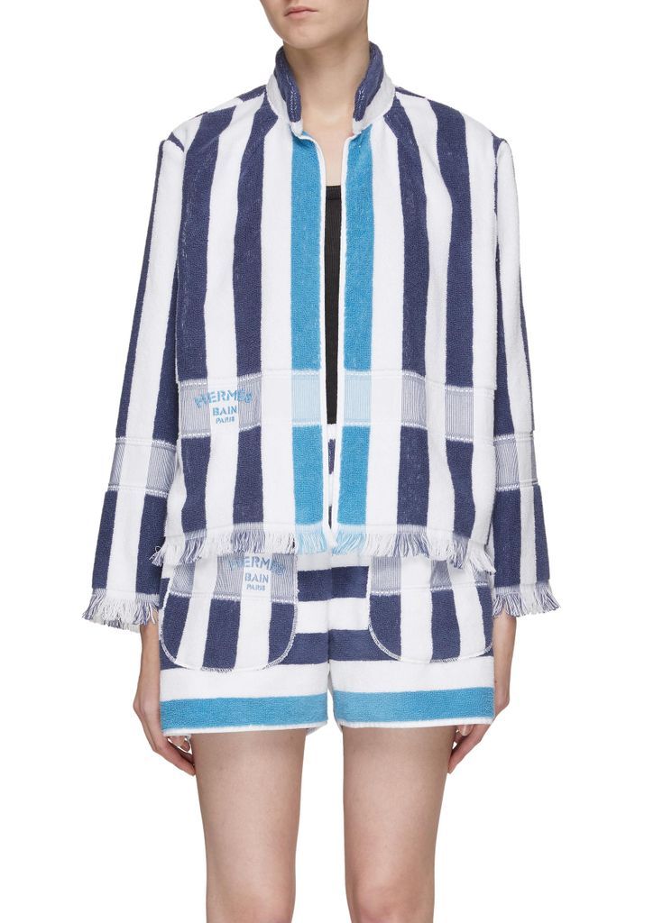 ‘THE STRIPED' STAND COLLAR JACKET WITH SHORTS SET