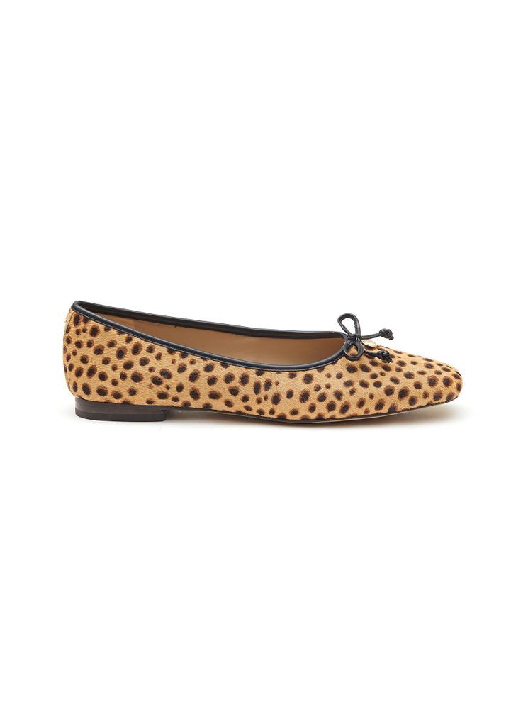 ‘Meadow' Cheetah Print Logo Bow Appliqué Square Toe Ballerina Flats