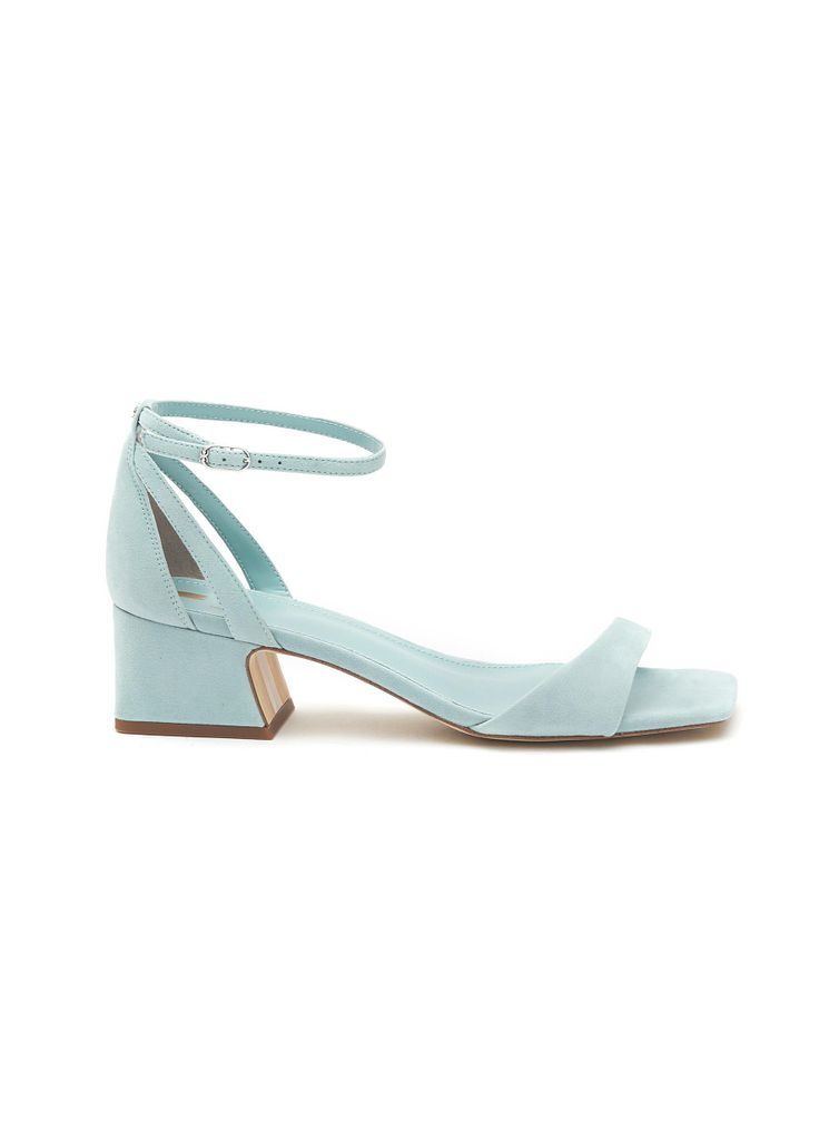 ‘Wilson' 45 Single Band Square Toe Suede Block Heeled Sandals