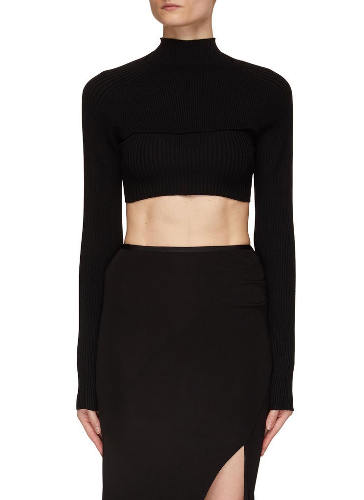 ‘Zero' Ribbed Mock Neck Cropped Top