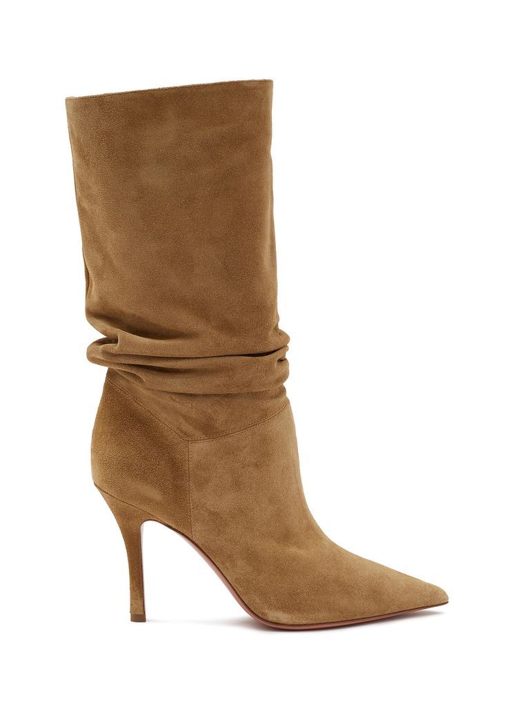 ‘Ida' 95 Point Toe Slouchy Suede Heeled Boots